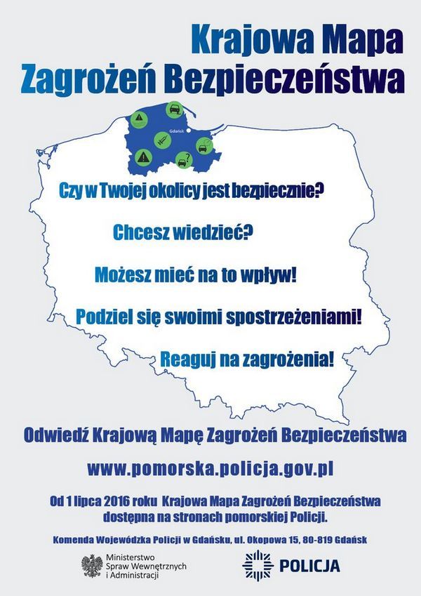 Ulotka informacyjna na temat Krajowej Mapy Zagrożeń Bezpieczeństwa w Polsce – zawiera informacje z powyższego artykułu.