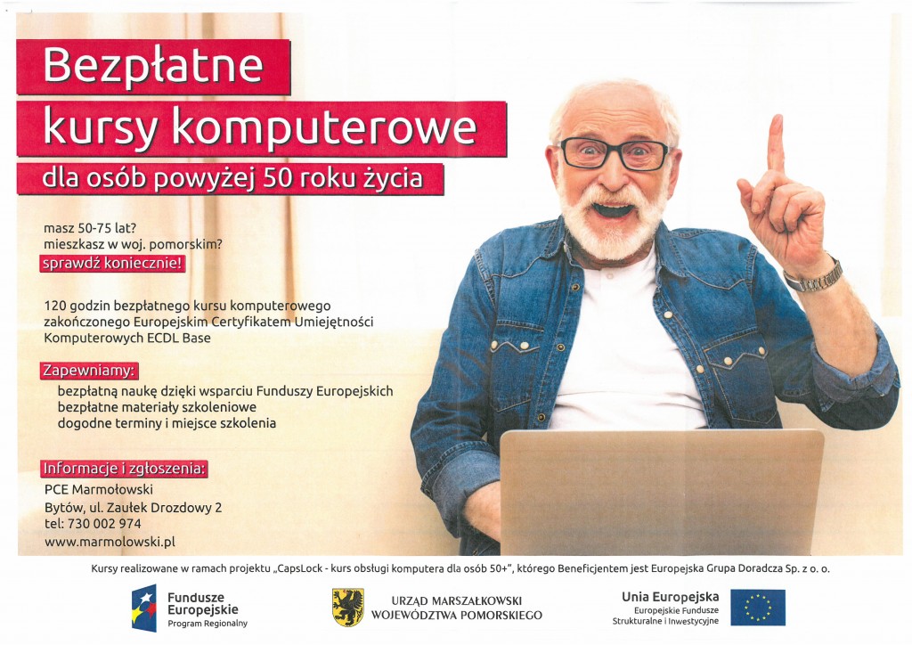 Grafika: Bezpłatne kursy komputerowe dla osób powyżej 50 roku życia !!!